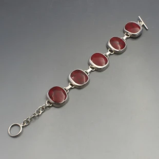 Red Jasper and Silver Mexico Bracelet