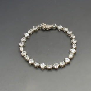 Sterling Silver and Crystal Tennis Bracelet