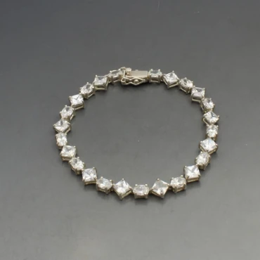Sterling Silver and Crystal Tennis Bracelet