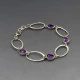 Amethyst Silver Ovals Link Bracelet