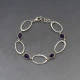 Amethyst Silver Ovals Link Bracelet