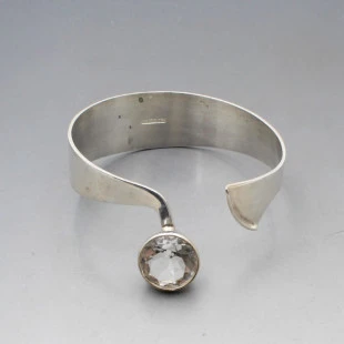 Swedish 830 Silver and Crystal Bangle