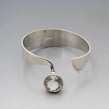 Swedish 830 Silver and Crystal Bangle