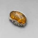  Amber and Sterling Silver Oval Brooch