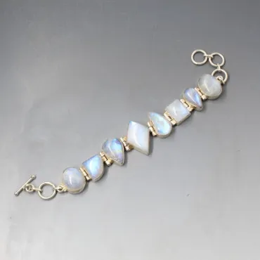 Chunky Moonstone and Sterling Silver Bracelet