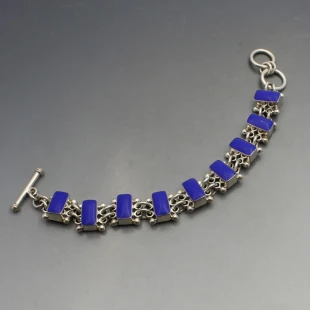 Lapis Lazuli and Solid Silver Bracelet