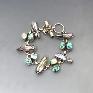 Abalone Shell and Sterling Silver Bracelet