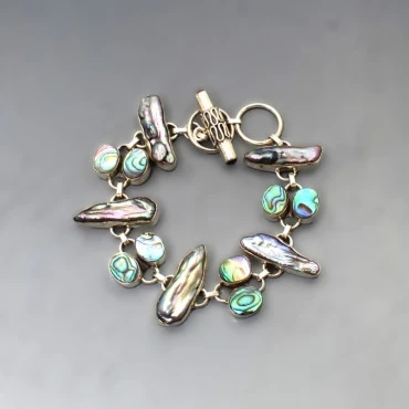 Abalone Shell and Sterling Silver Bracelet