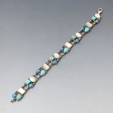 Moonstone Turquoise Silver Bracelet