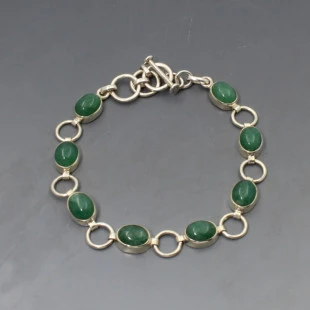 Jade and Silver Ovals Bracelet