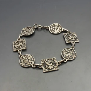 JOHN HART Iona Silver Lions and Thistle Bracelet