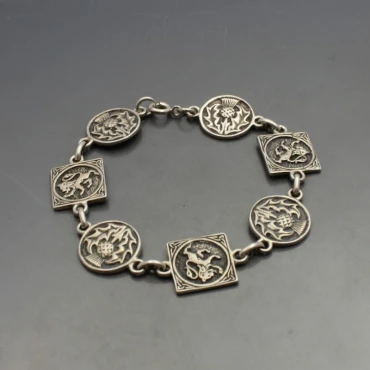 JOHN HART Iona Silver Lions and Thistle Bracelet