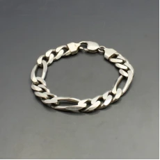 Flat Solid Silver Curb Chain Bracelet