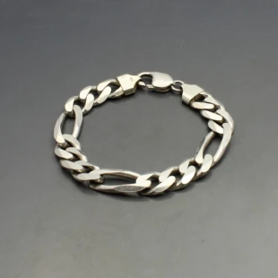 Flat Solid Silver Curb Chain Bracelet