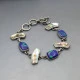 Abelone Shell, Azurite and Silver Bracelet