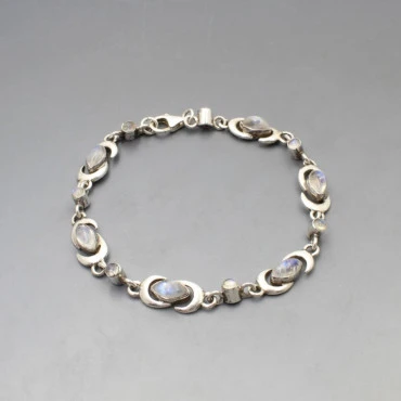 Blue Moonstone Silver Bracelet 