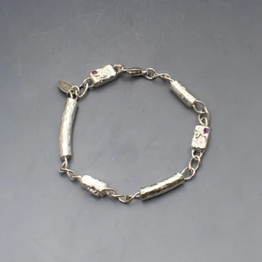 Hamilton and Inches Silver and Amethyst Bracelet
