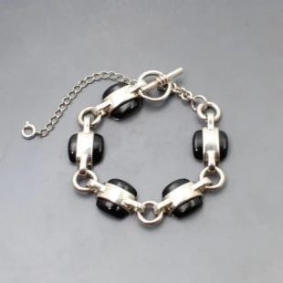 Black Onyx and Silver Bracelet