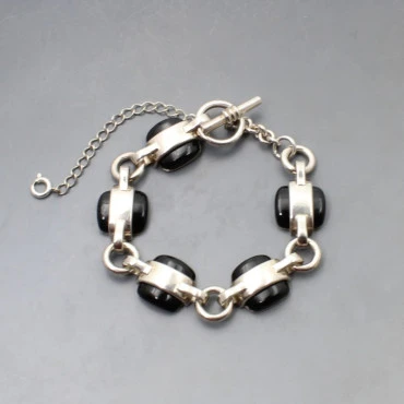 Black Onyx and Silver Bracelet