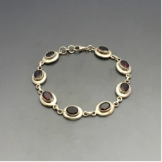 Garnet and Silver Ovals Bracelet