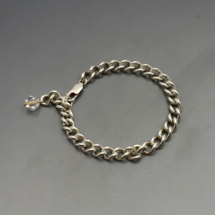 Silver Chain Bracelet with Crystal
