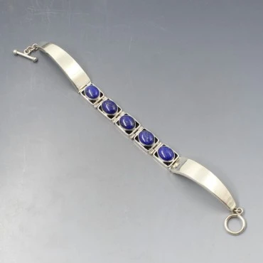 Vintage Lapis Lazuli Sterling Silver Bracelet