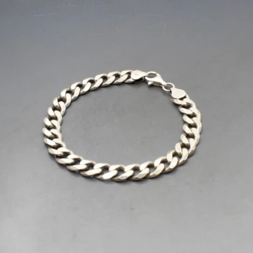 Flat Italian Silver Chain Bracelet 