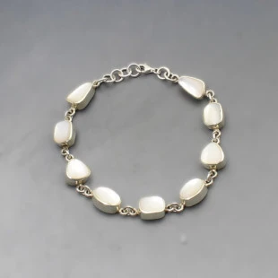 White Moonstone Silver Bracelet
