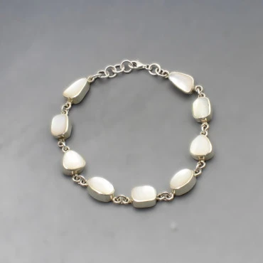White Moonstone Silver Bracelet