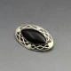 Black Onyx and Silver Brooch