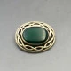 Green Agate Silver Oval Brooch