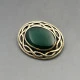 Green Agate Silver Oval Brooch