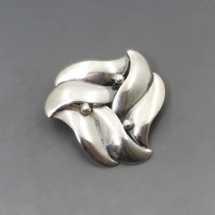 B. Margossian Denmark Silver Leaves Brooch