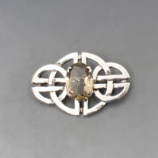 John Fraser Smokey Quartz and Silver Brooch 