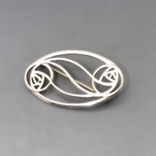 Rennie Mackintosh Style Silver Brooch