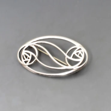 Rennie Mackintosh Style Silver Brooch