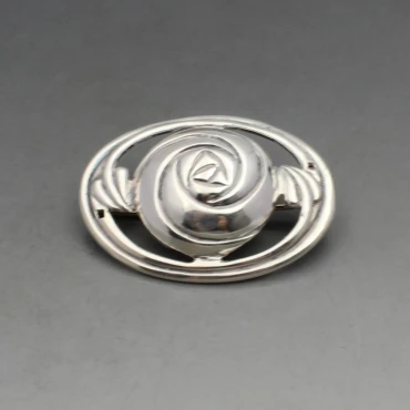 Mackintosh Style Sterling Silver Rose Brooch