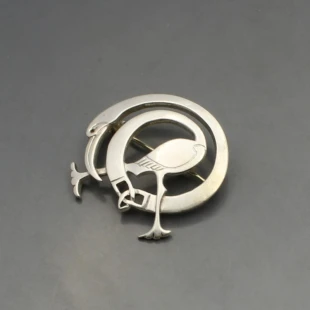 Peter M Roberts Silver Heron Brooch