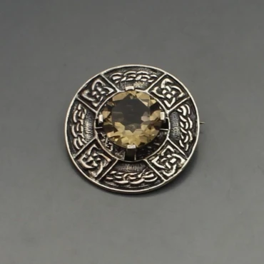 Ward Brothers Cairgorm Quartz and Silver Brooch