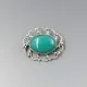 Vintage Green Agate Silver Brooch