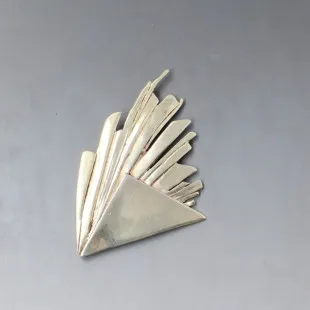Large Modernist Silver Leaf Brooch