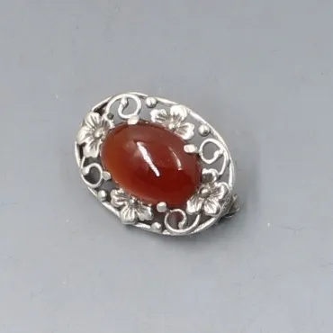 Small Bernard Instone Style Carnelian and Silver Brooch 