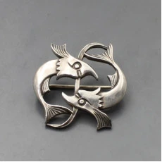 Geoffrey Bellamy Silver Dolphins Brooch