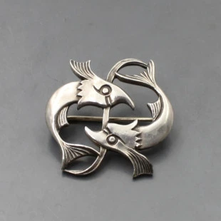 Geoffrey Bellamy Silver Dolphins Brooch