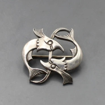 Geoffrey Bellamy Silver Dolphins Brooch
