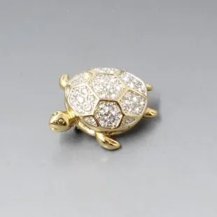 Crystal Turtle Brooch