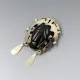 Mexico Onyx and Silver Warrior Mask Brooch