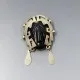 Mexico Onyx and Silver Warrior Mask Brooch
