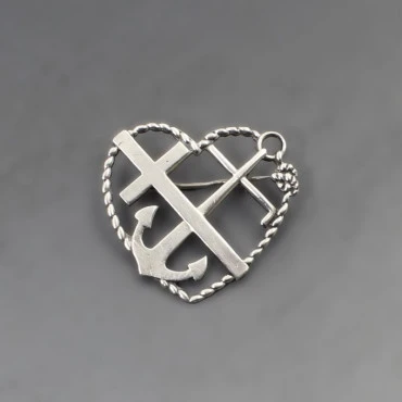 Hugo Grun Denmark Silver Heart Brooch