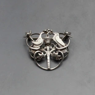 Ola Gorie Silver Love Birds Brooch